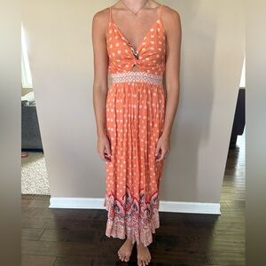 Angie-Orange Sleeveless Maxi Dress